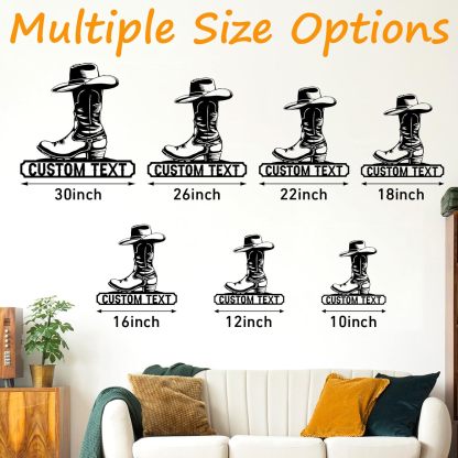 Personalized Western Wall Decor Metal Signs, Rustic Cowboy Couple Silhouette, Cowboy Metal Name Sign Customized, Vintage Howdy Wall Art Gifts for Home Bedroom Speakeasy Decor Color01