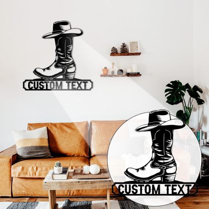 Personalized Western Wall Decor Metal Signs, Rustic Cowboy Couple Silhouette, Cowboy Metal Name Sign Customized, Vintage Howdy Wall Art Gifts for Home Bedroom Speakeasy Decor Color01