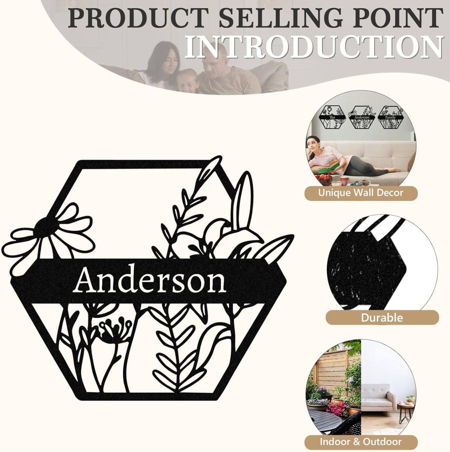  Personalized Metal Wall Art Decor, 3 Pcs Metal Signs, Tree of Life Wall Art, Family Tree Wall Sculptures, Custom Name Sign Gifts for Home Bedroom Living Room Color01