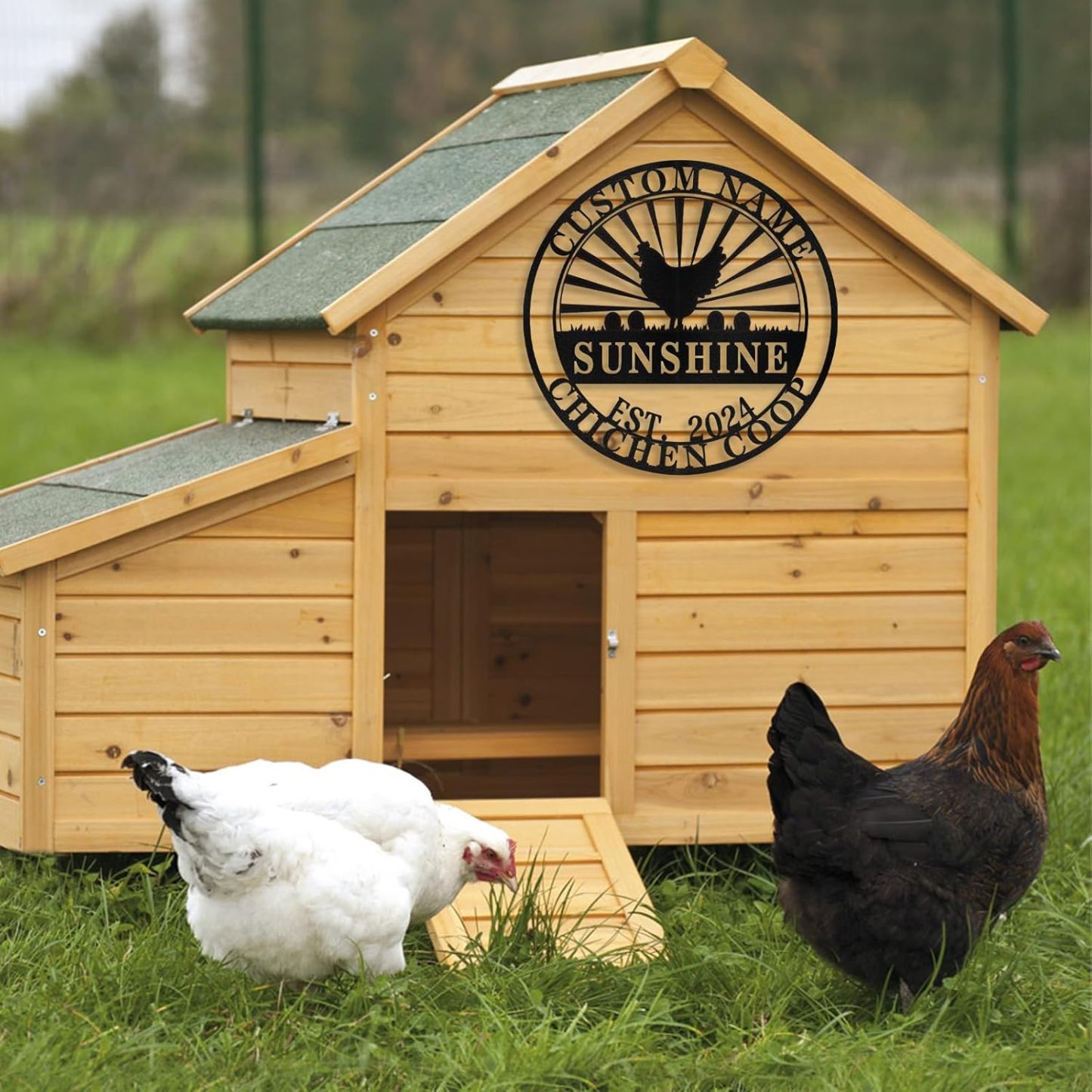 Personalized Metal Chicken Coop Signs Outdoor, Cusotm Fluffy Butt Hut Chicken Coop Sign, Chicken Coop Accessories, Funny Signs for Chicken Coops, Farmhouse Wall Decor for Lawn, Yard, Patio, Garden