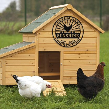 Personalized Metal Chicken Coop Signs Outdoor, Cusotm Fluffy Butt Hut Chicken Coop Sign, Chicken Coop Accessories, Funny Signs for Chicken Coops, Farmhouse Wall Decor for Lawn, Yard, Patio, Garden