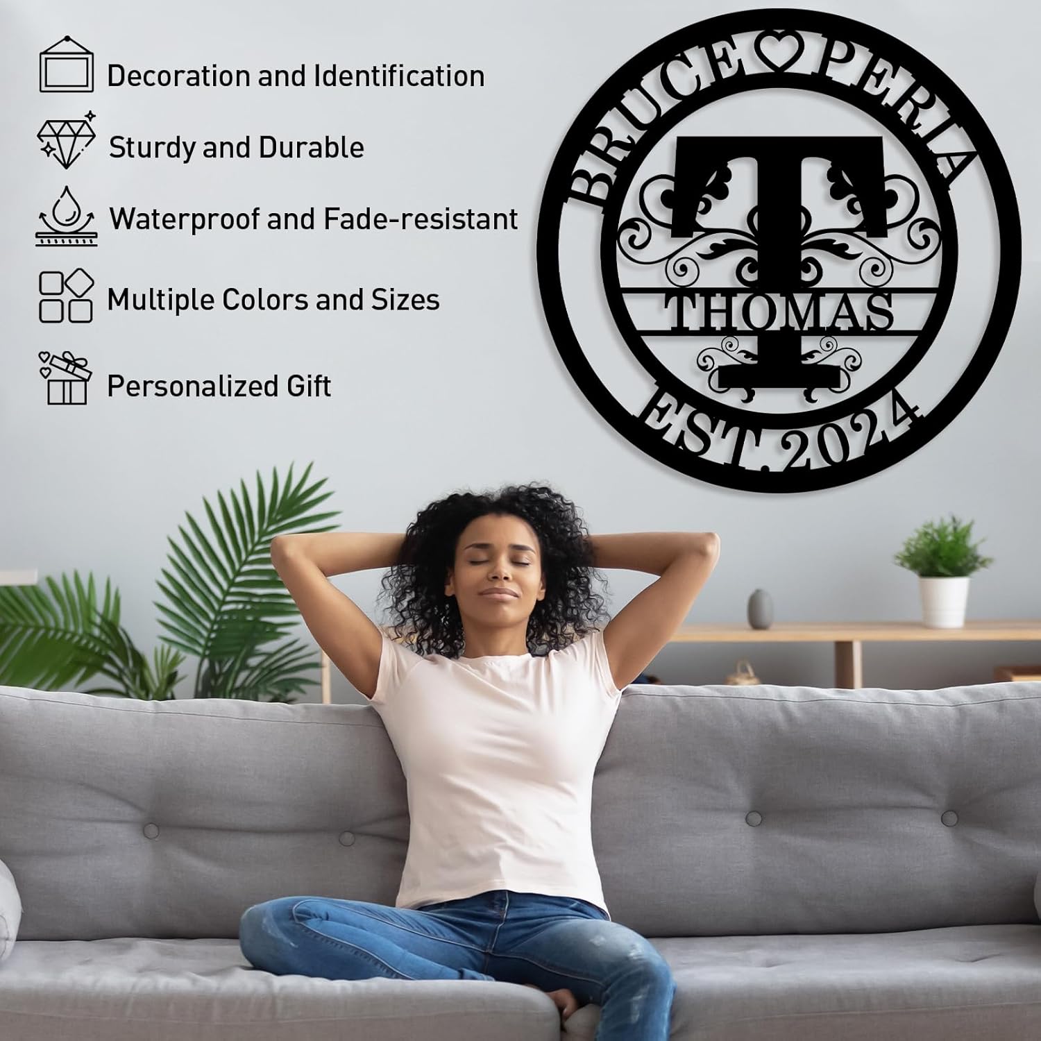 Custom Metal Signs, Personalized Family Name Sign, Split Letter Monogram, Outdoor Wall Art & Home Decor, Housewarming Gift-MetalsignX