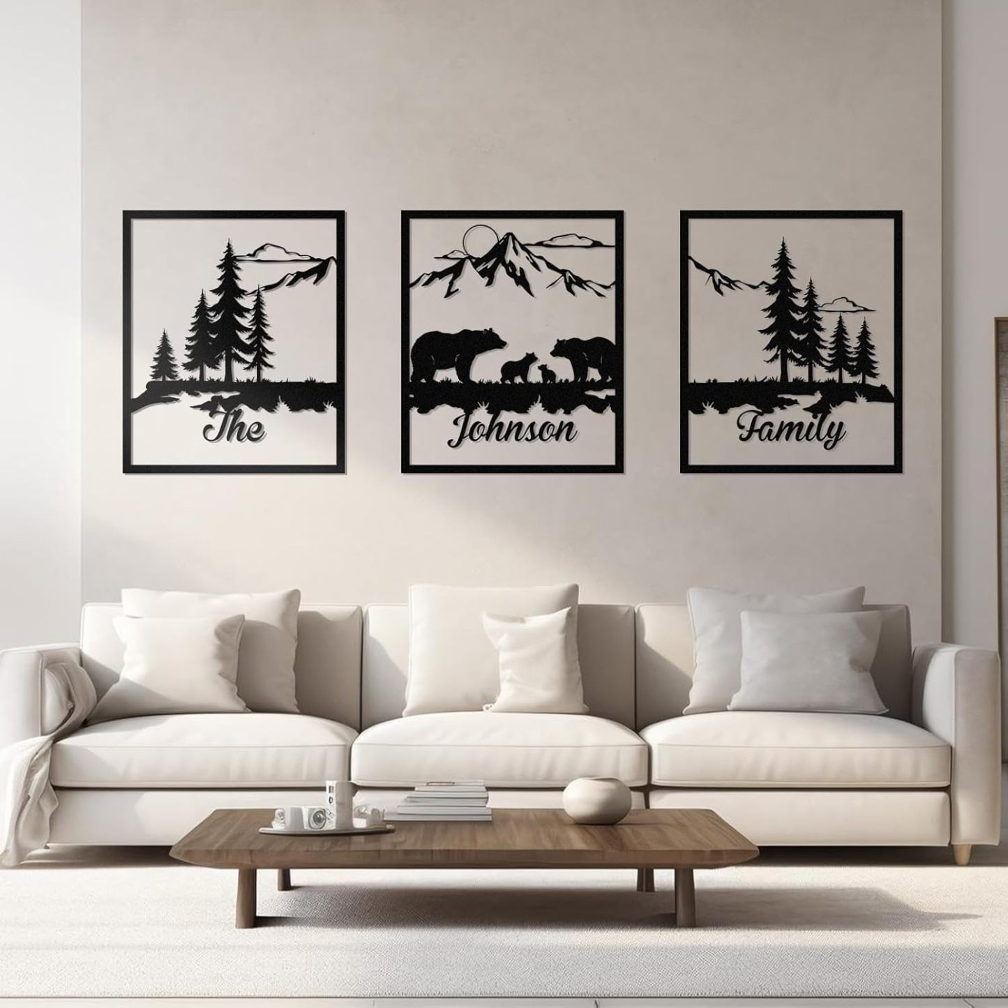  Personalized Metal Wall Art Decor, 3 Pcs Metal Signs, Tree of Life Wall Art, Family Tree Wall Sculptures, Custom Name Sign Gifts for Home Bedroom Living Room Color01