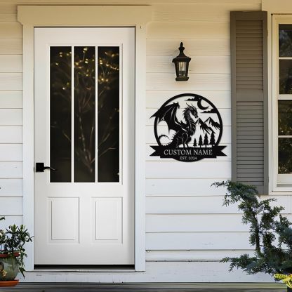 Custom Dragons Metal Signs, Personalized Evil Dragons Signs, Dragon Metal Wall Decor, Dragon Lover's Gifts, Last Name Sign, Home Decor