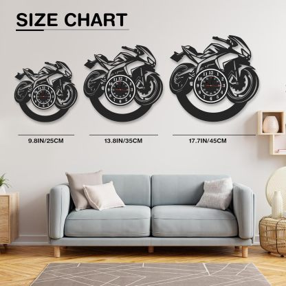 Personalized Large Outdoor Clock, Custom Motorcycle Wall Clock with Name, Modern Metal Wall Art, Battery Operated, Silent Non Ticking Clock for Garage Workshop Farmhouse Man Cave, Gifts for Men