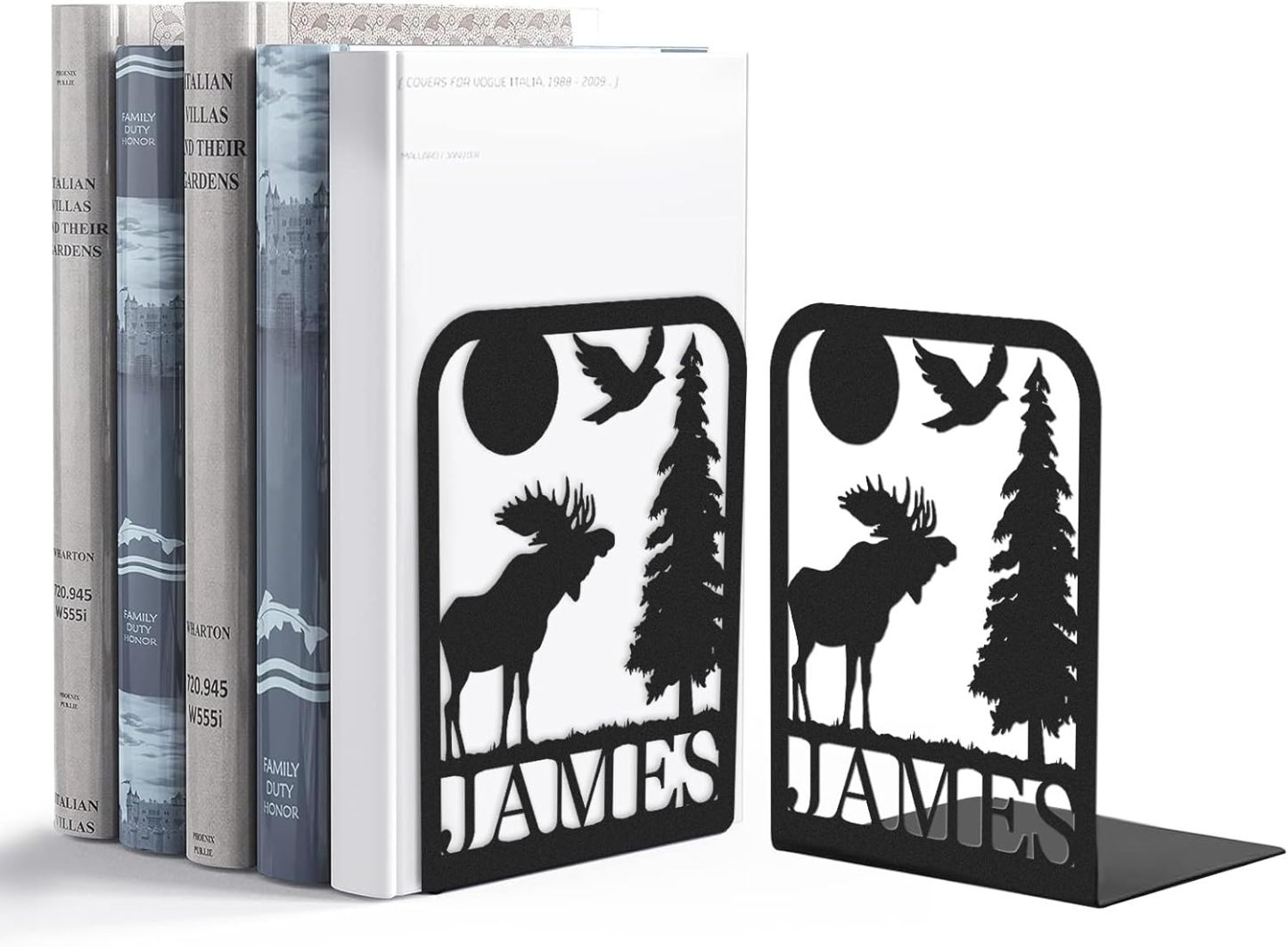Custom Deer Metal Book Ends, Forest Theme Bookends for Shelves Decorat
