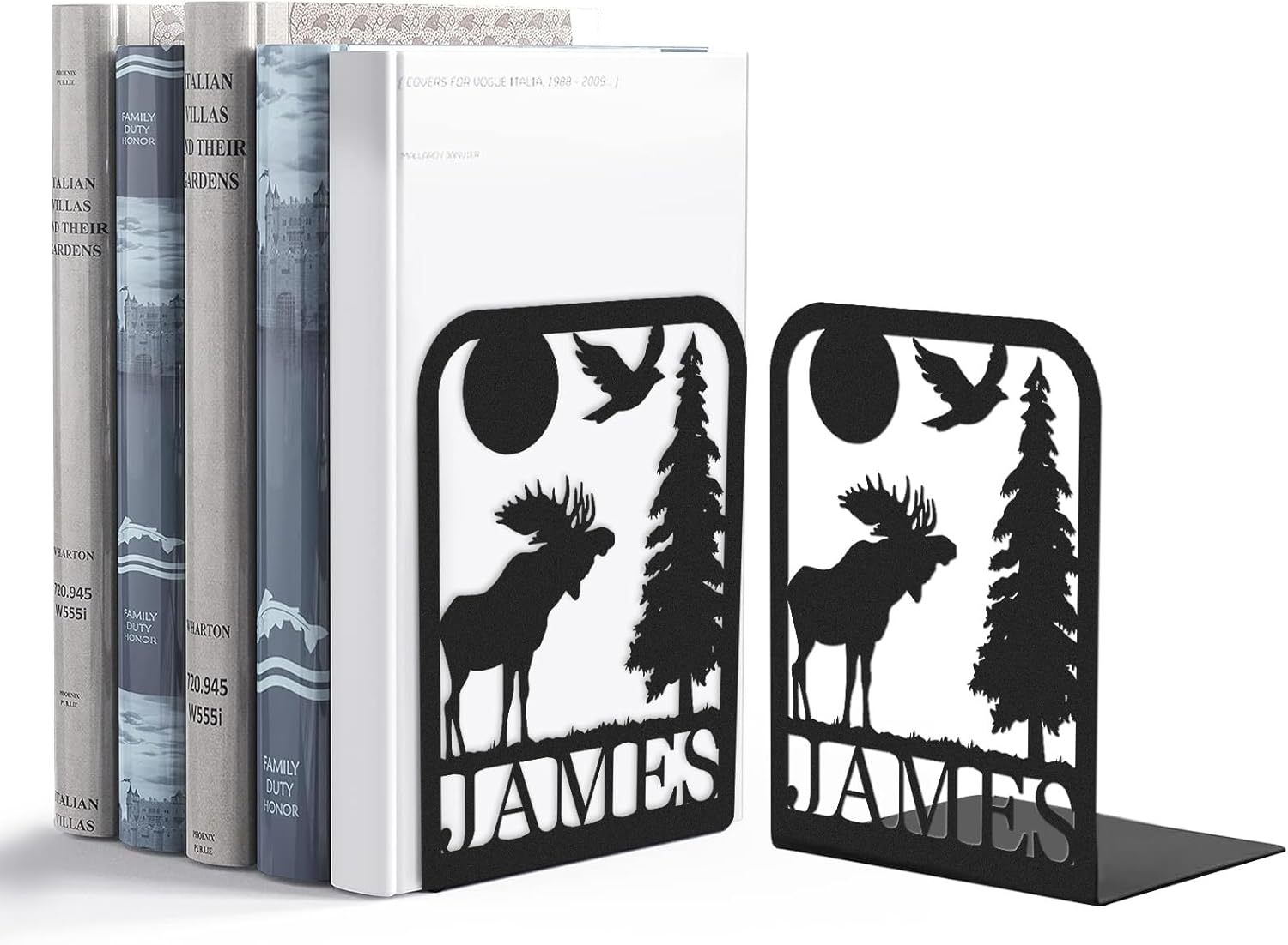 Custom Deer Metal Book Ends, Forest Theme Bookends for Shelves Decorat