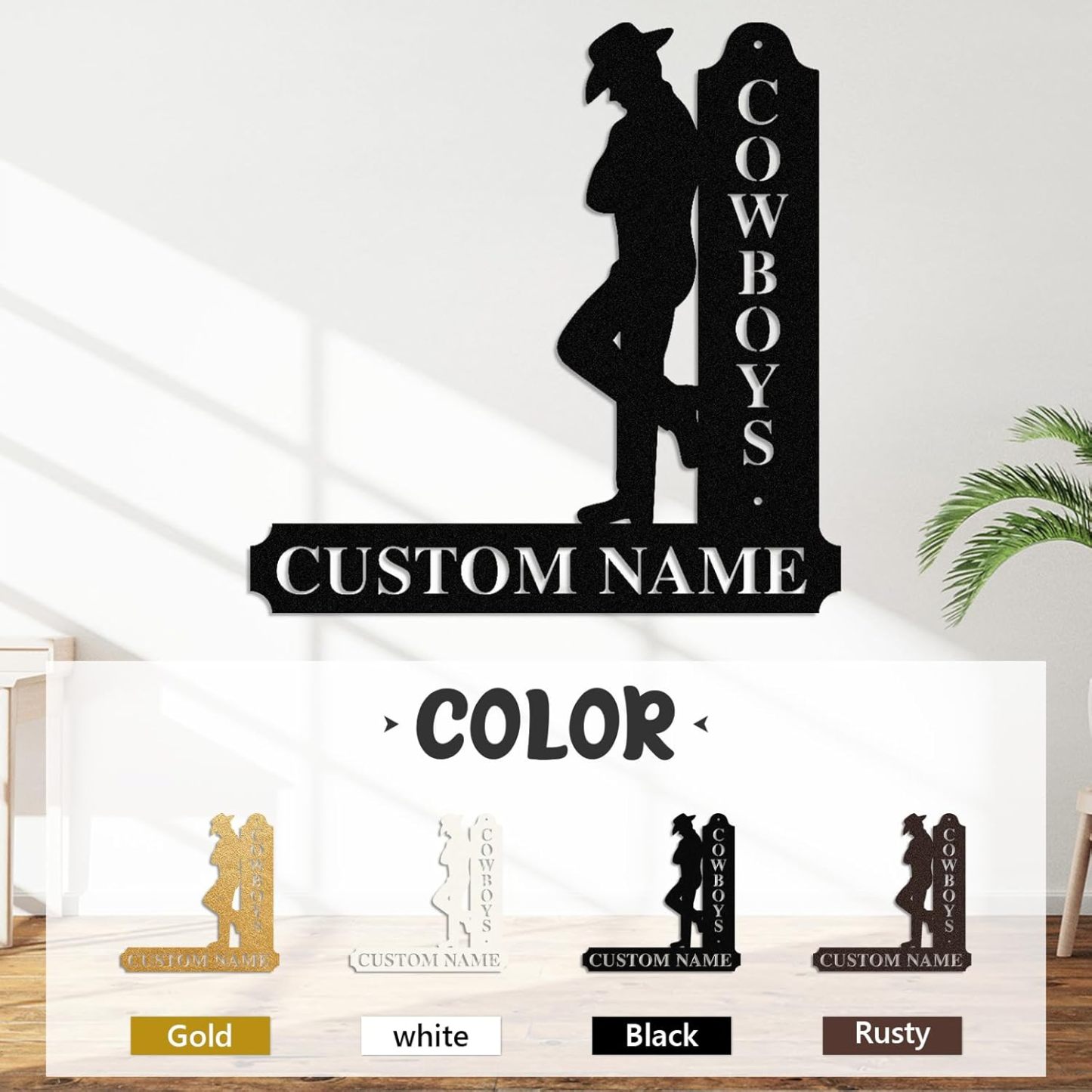 Personalized Cowboy Metal Sign, Custom Metal Name Sign, Vintage Cowboy Wall Decor, Outdoor Metal Art, Metal Signs Customized, Retro Home Decor Wall Art, Cowboy Decor Gift, Patio Decor