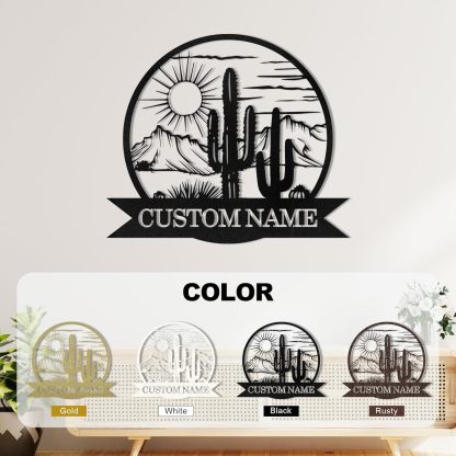 Dyoart Personalized Metal Cactus Wall Decor, Natural Themed Metal Wall Art Home Decor Plant Modern for Office Home Living Room Bedroom, Personalized Wall Hanging Plaques Sign, Housewarming Gifts