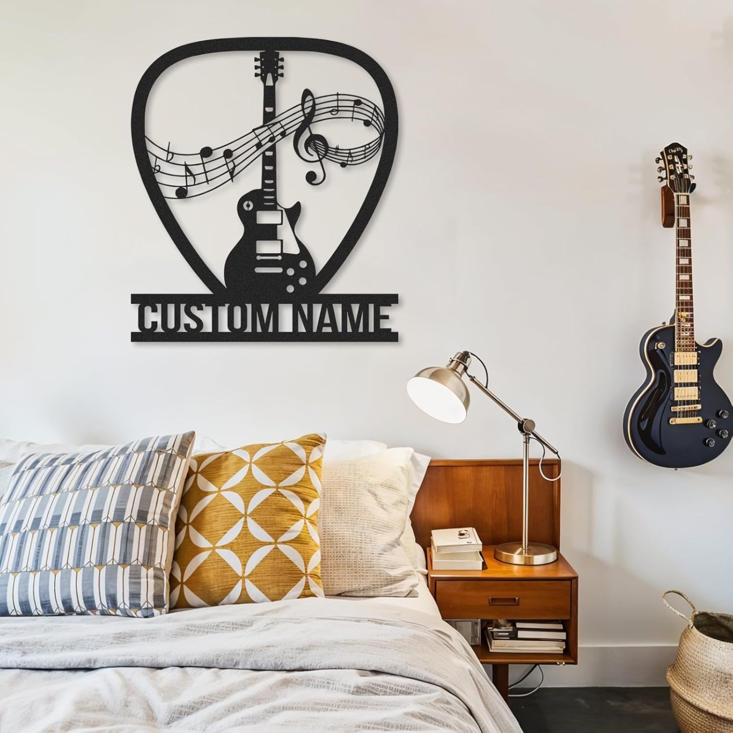 Personalized Guitar Metal Sign, Metal Signs Customized, Musical Note Wall Decor, Funny Music Wall Art, Custom Name Music Sign for Indoor & Outdoor Decorations, Gifts for Musicians, Home Decor