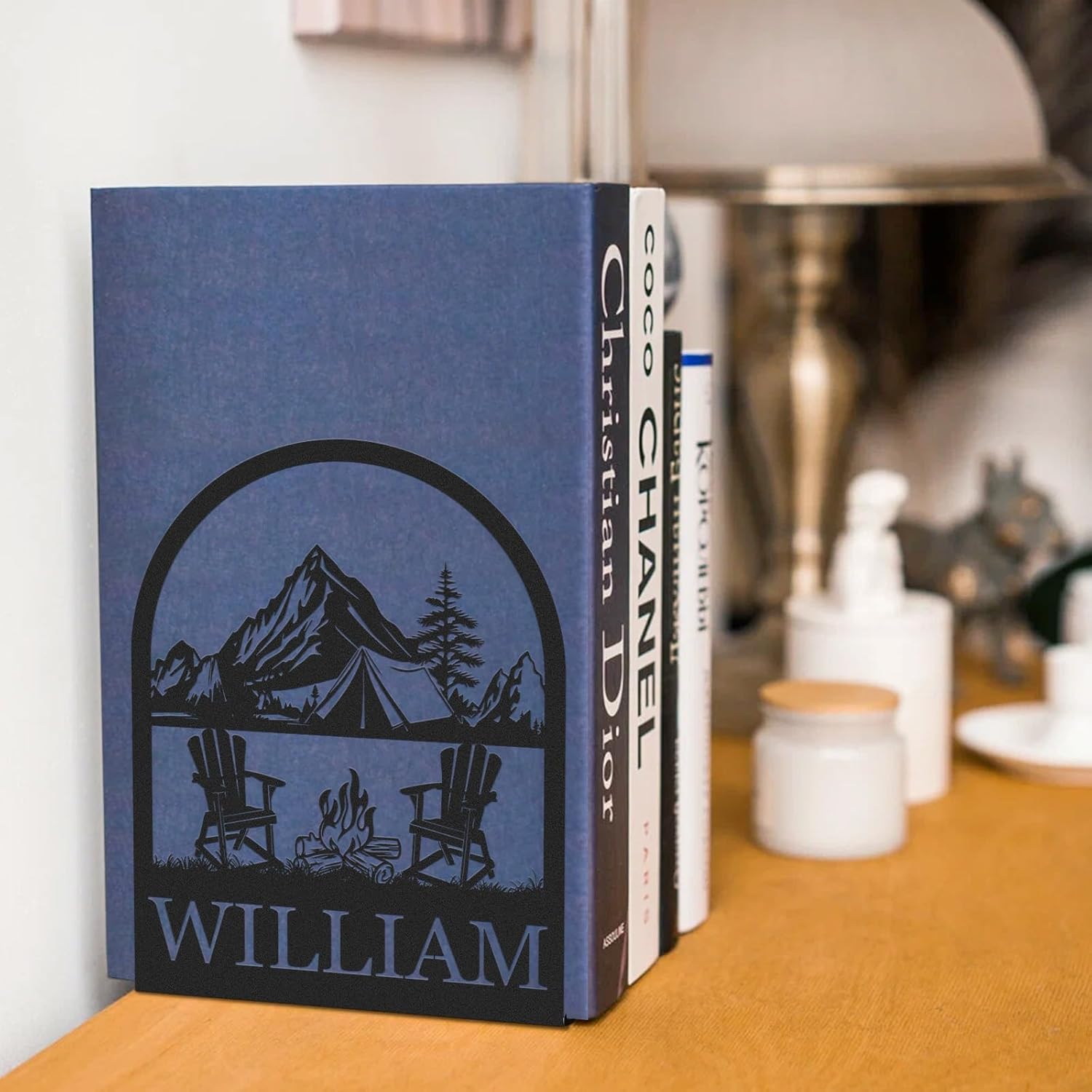 Custom Deer Metal Book Ends, Forest Theme Bookends for Shelves Decorative, Heavy Duty Bookend Stopper, Deer Cabin Decor, Book Organizer for Desk, Black Book Holders for Home Office, Hunter Gifts