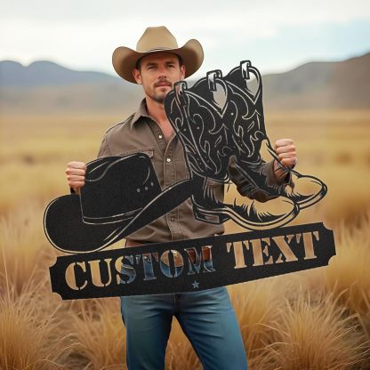 Personalized Cowboy Metal Sign, Custom Metal Name Sign, Vintage Cowboy Wall Decor, Outdoor Metal Art, Metal Signs Customized, Retro Home Decor Wall Art, Cowboy Decor Gift, Patio Decor