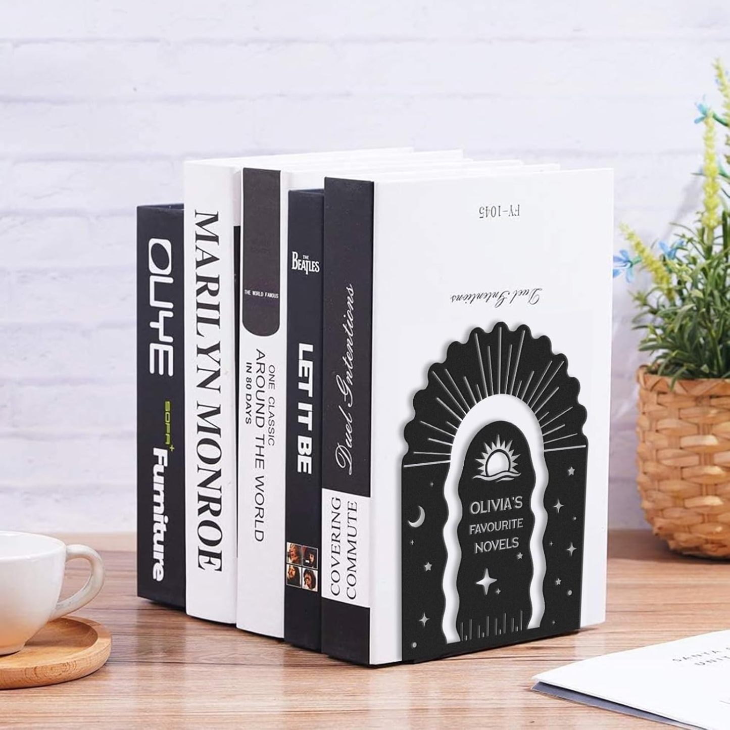 Custom Deer Metal Book Ends, Forest Theme Bookends for Shelves Decorative, Heavy Duty Bookend Stopper, Deer Cabin Decor, Book Organizer for Desk, Black Book Holders for Home Office, Hunter Gifts