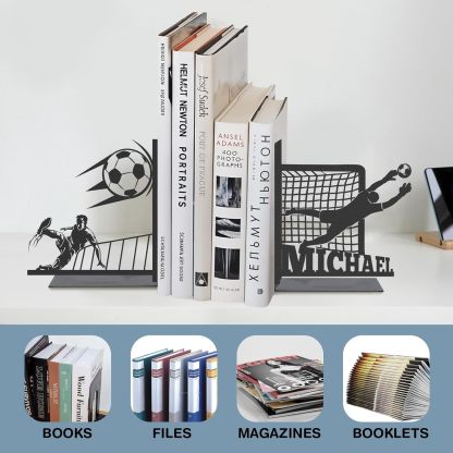 Custom Deer Metal Book Ends, Forest Theme Bookends for Shelves Decorative, Heavy Duty Bookend Stopper, Deer Cabin Decor, Book Organizer for Desk, Black Book Holders for Home Office, Hunter Gifts