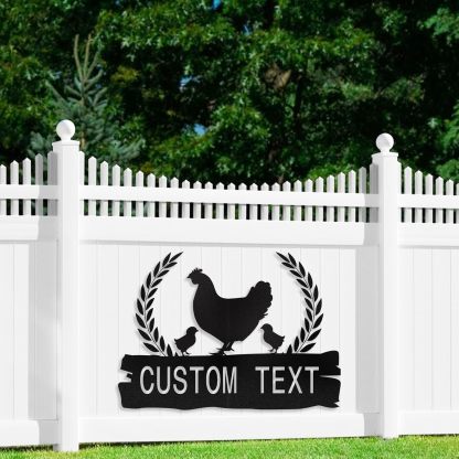Personalized Metal Chicken Coop Signs Outdoor, Cusotm Fluffy Butt Hut Chicken Coop Sign, Chicken Coop Accessories, Funny Signs for Chicken Coops, Farmhouse Wall Decor for Lawn, Yard, Patio, Garden