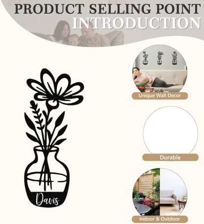  Personalized Metal Wall Art Decor, 3 Pcs Metal Signs, Tree of Life Wall Art, Family Tree Wall Sculptures, Custom Name Sign Gifts for Home Bedroom Living Room Color01