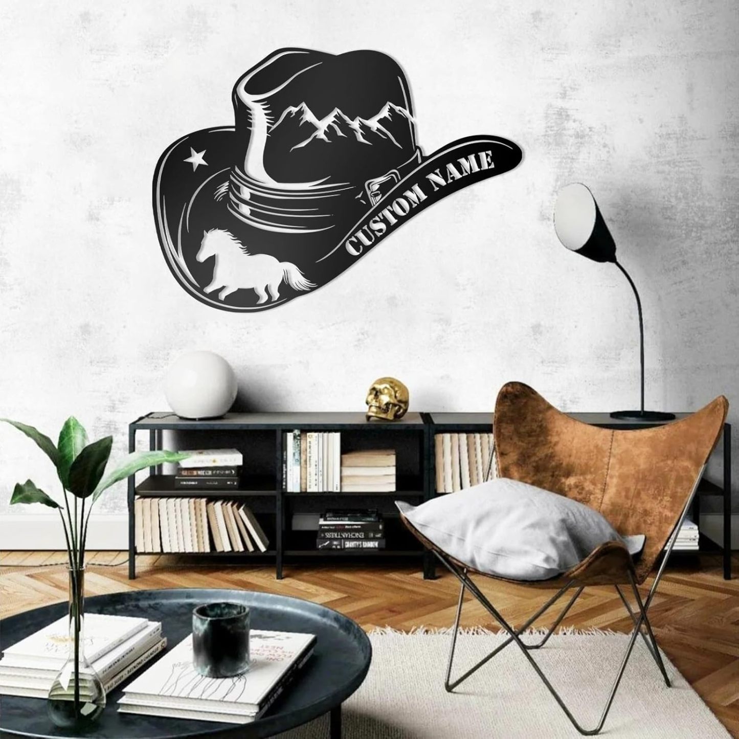 Personalized Western Wall Decor Metal Signs, Rustic Cowboy Couple Silhouette, Cowboy Metal Name Sign Customized, Vintage Howdy Wall Art Gifts for Home Bedroom Speakeasy Decor Color01