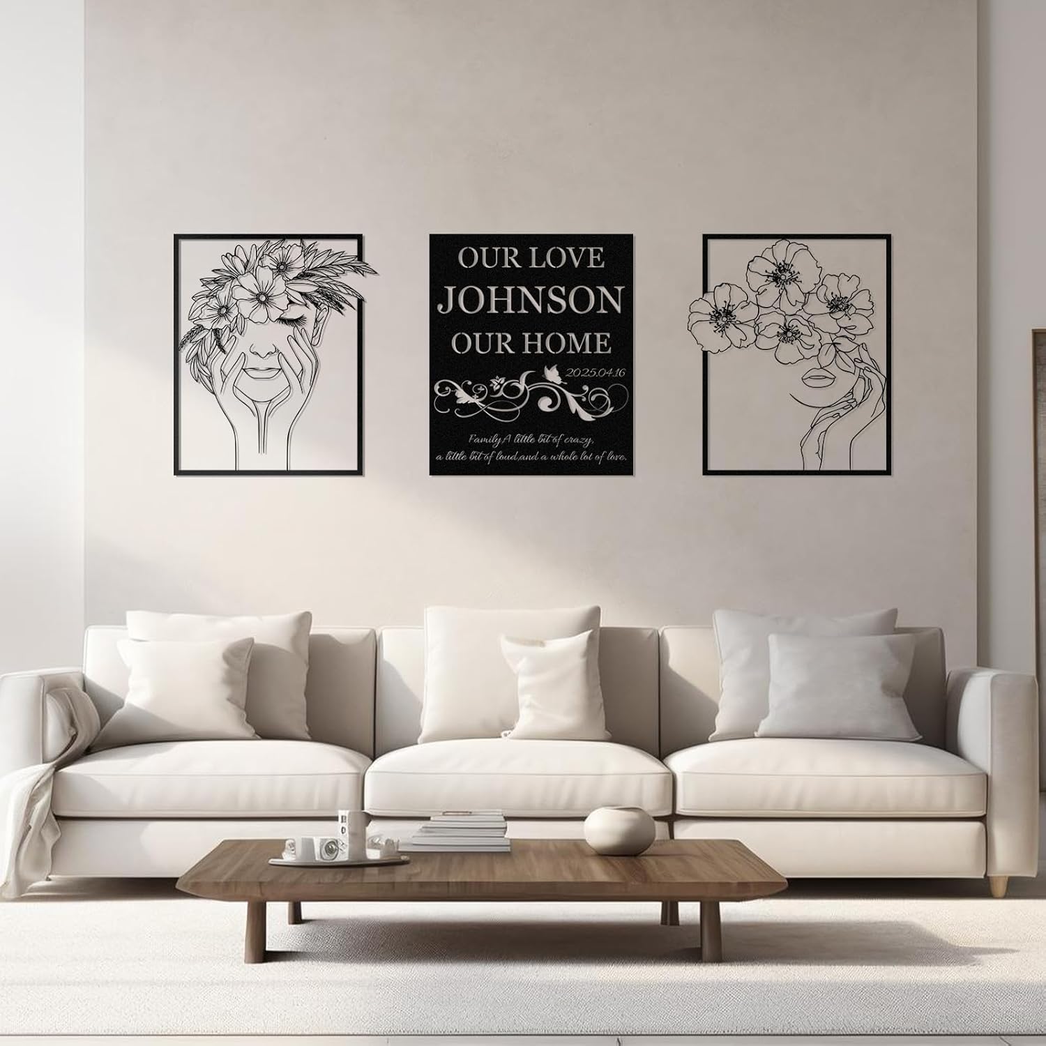  Personalized Metal Wall Art Decor, 3 Pcs Metal Signs, Tree of Life Wall Art, Family Tree Wall Sculptures, Custom Name Sign Gifts for Home Bedroom Living Room Color01