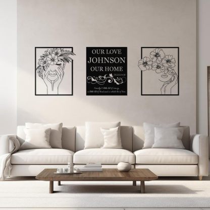  Personalized Metal Wall Art Decor, 3 Pcs Metal Signs, Tree of Life Wall Art, Family Tree Wall Sculptures, Custom Name Sign Gifts for Home Bedroom Living Room Color01