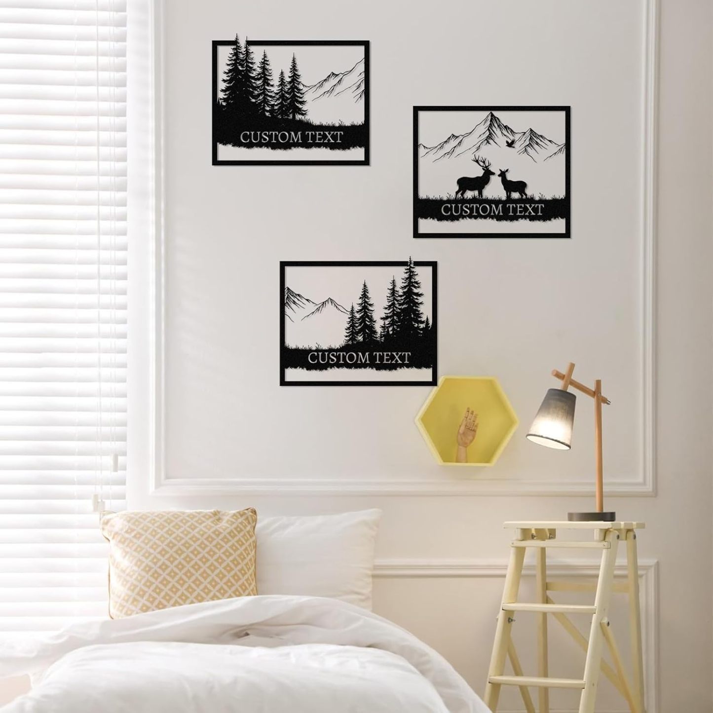  Personalized Metal Wall Art Decor, 3 Pcs Metal Signs, Tree of Life Wall Art, Family Tree Wall Sculptures, Custom Name Sign Gifts for Home Bedroom Living Room Color01