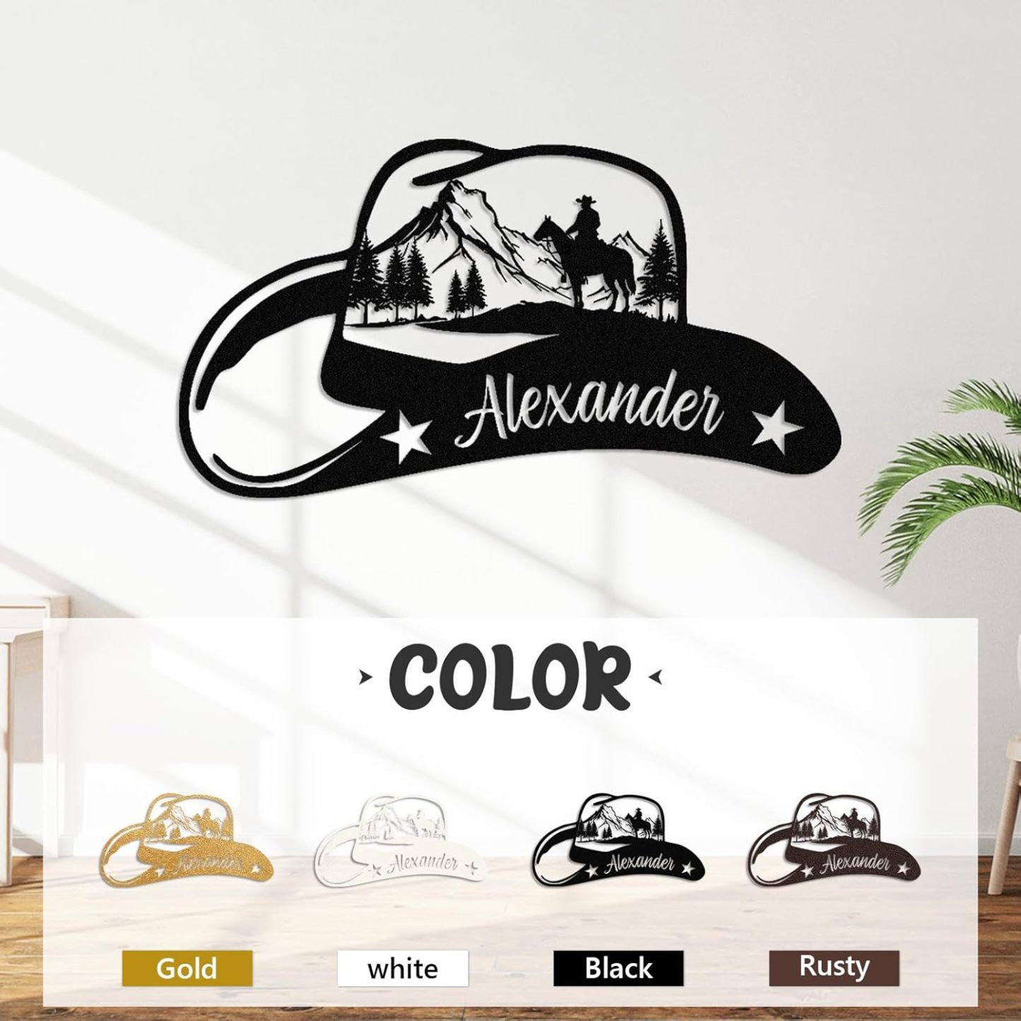 Personalized Cowboy Metal Sign, Custom Metal Name Sign, Vintage Cowboy Wall Decor, Outdoor Metal Art, Metal Signs Customized, Retro Home Decor Wall Art, Cowboy Decor Gift, Patio Decor