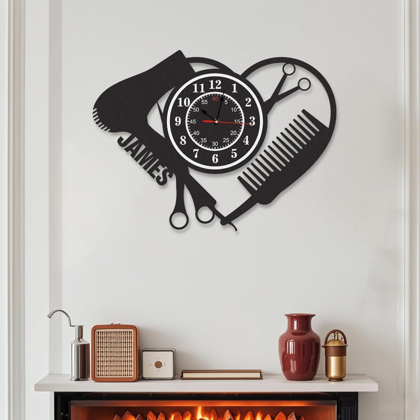 Personalized Large Outdoor Clock, Custom Motorcycle Wall Clock with Name, Modern Metal Wall Art, Battery Operated, Silent Non Ticking Clock for Garage Workshop Farmhouse Man Cave, Gifts for Men