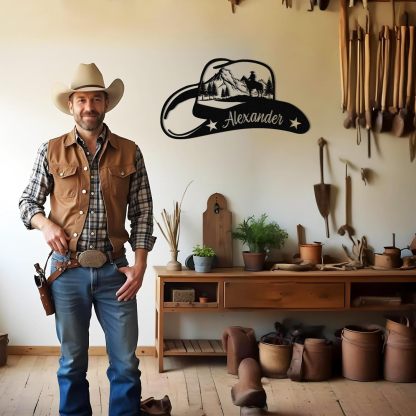 Personalized Cowboy Metal Sign, Custom Metal Name Sign, Vintage Cowboy Wall Decor, Outdoor Metal Art, Metal Signs Customized, Retro Home Decor Wall Art, Cowboy Decor Gift, Patio Decor