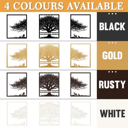  Personalized Metal Wall Art Decor, 3 Pcs Metal Signs, Tree of Life Wall Art, Family Tree Wall Sculptures, Custom Name Sign Gifts for Home Bedroom Living Room Color01