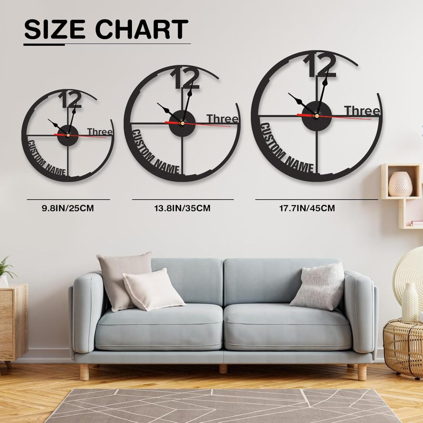 Personalized Large Outdoor Clock, Custom Motorcycle Wall Clock with Name, Modern Metal Wall Art, Battery Operated, Silent Non Ticking Clock for Garage Workshop Farmhouse Man Cave, Gifts for Men