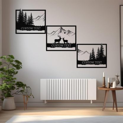  Personalized Metal Wall Art Decor, 3 Pcs Metal Signs, Tree of Life Wall Art, Family Tree Wall Sculptures, Custom Name Sign Gifts for Home Bedroom Living Room Color01