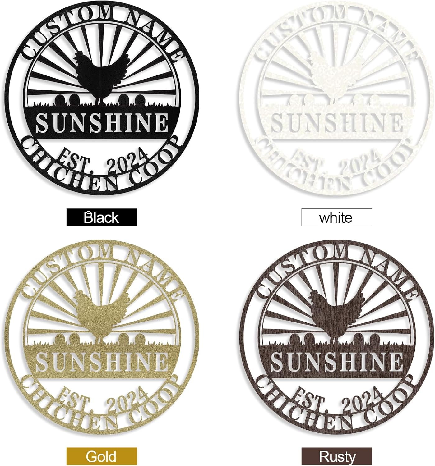 Personalized Metal Chicken Coop Signs Outdoor, Cusotm Fluffy Butt Hut Chicken Coop Sign, Chicken Coop Accessories, Funny Signs for Chicken Coops, Farmhouse Wall Decor for Lawn, Yard, Patio, Garden