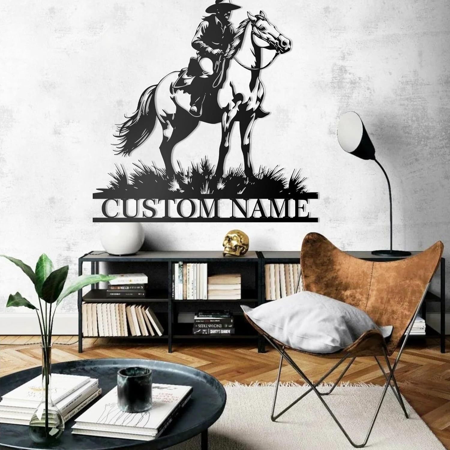 Personalized Western Wall Decor Metal Signs, Rustic Cowboy Couple Silhouette, Cowboy Metal Name Sign Customized, Vintage Howdy Wall Art Gifts for Home Bedroom Speakeasy Decor Color01