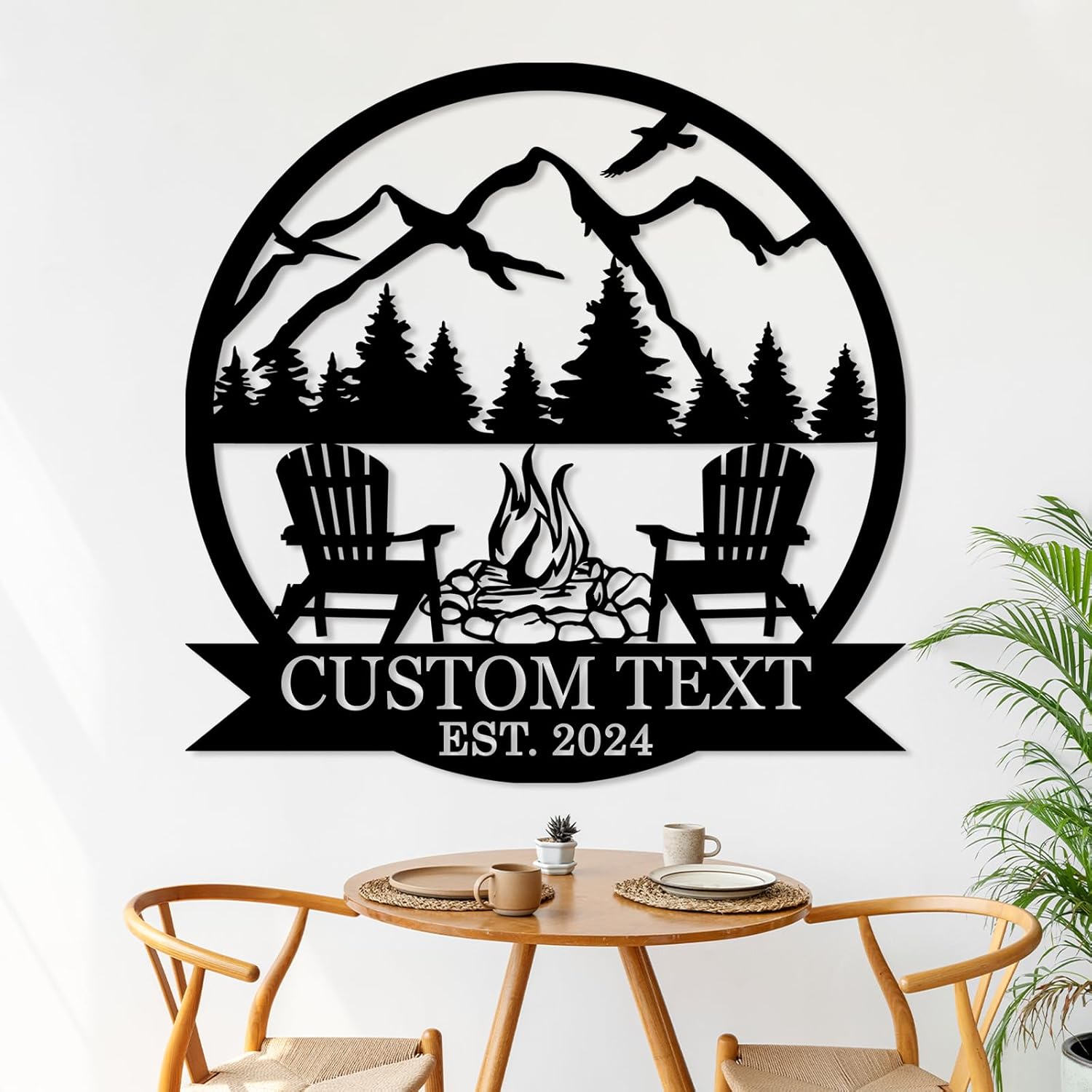 Custom Camping Sign, Metal Signs Wall Art, Outdoor Mountain Campfire Signs, Fire Pit Family Name Sign-MetalsignX