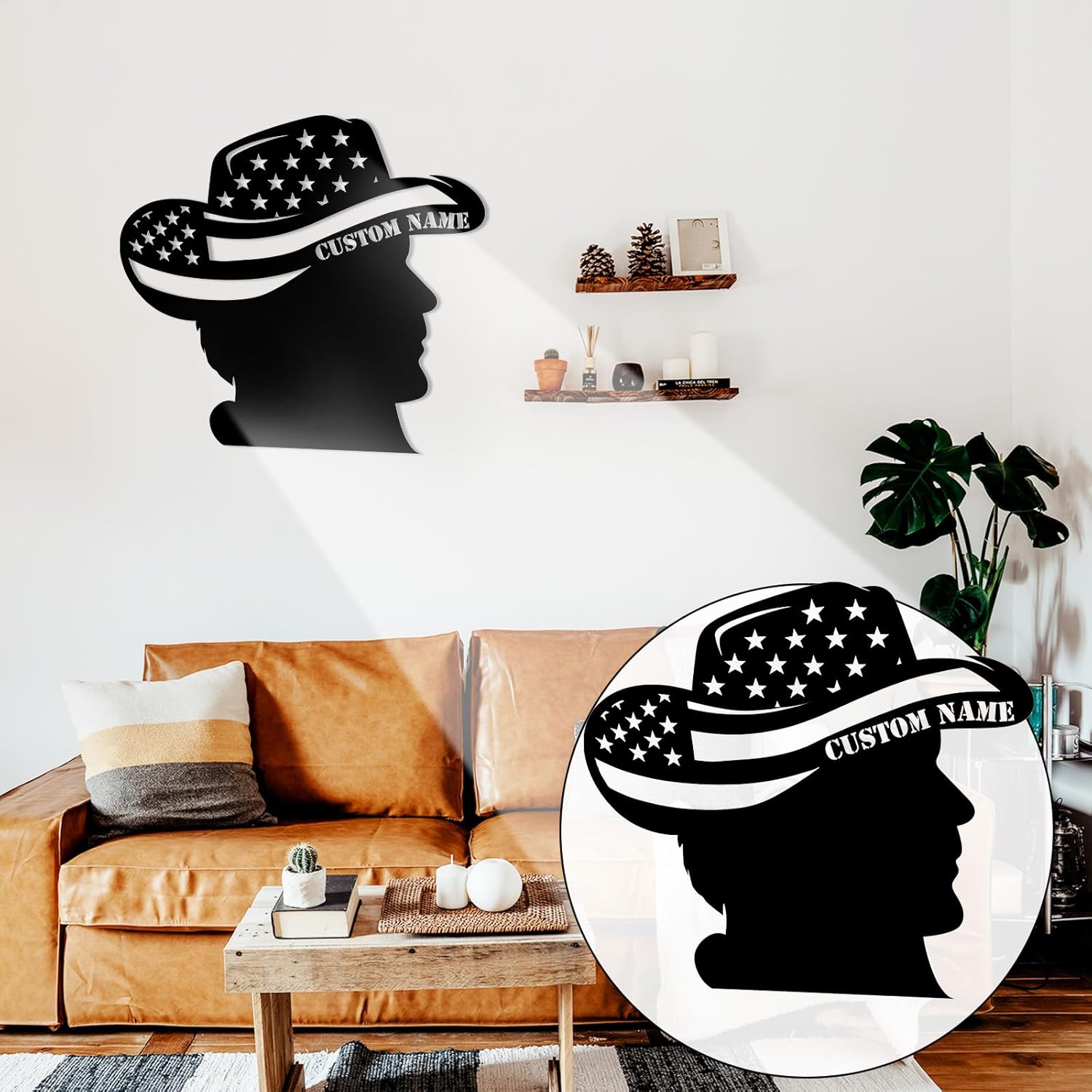 Personalized Western Wall Decor Metal Signs, Rustic Cowboy Couple Silhouette, Cowboy Metal Name Sign Customized, Vintage Howdy Wall Art Gifts for Home Bedroom Speakeasy Decor Color01