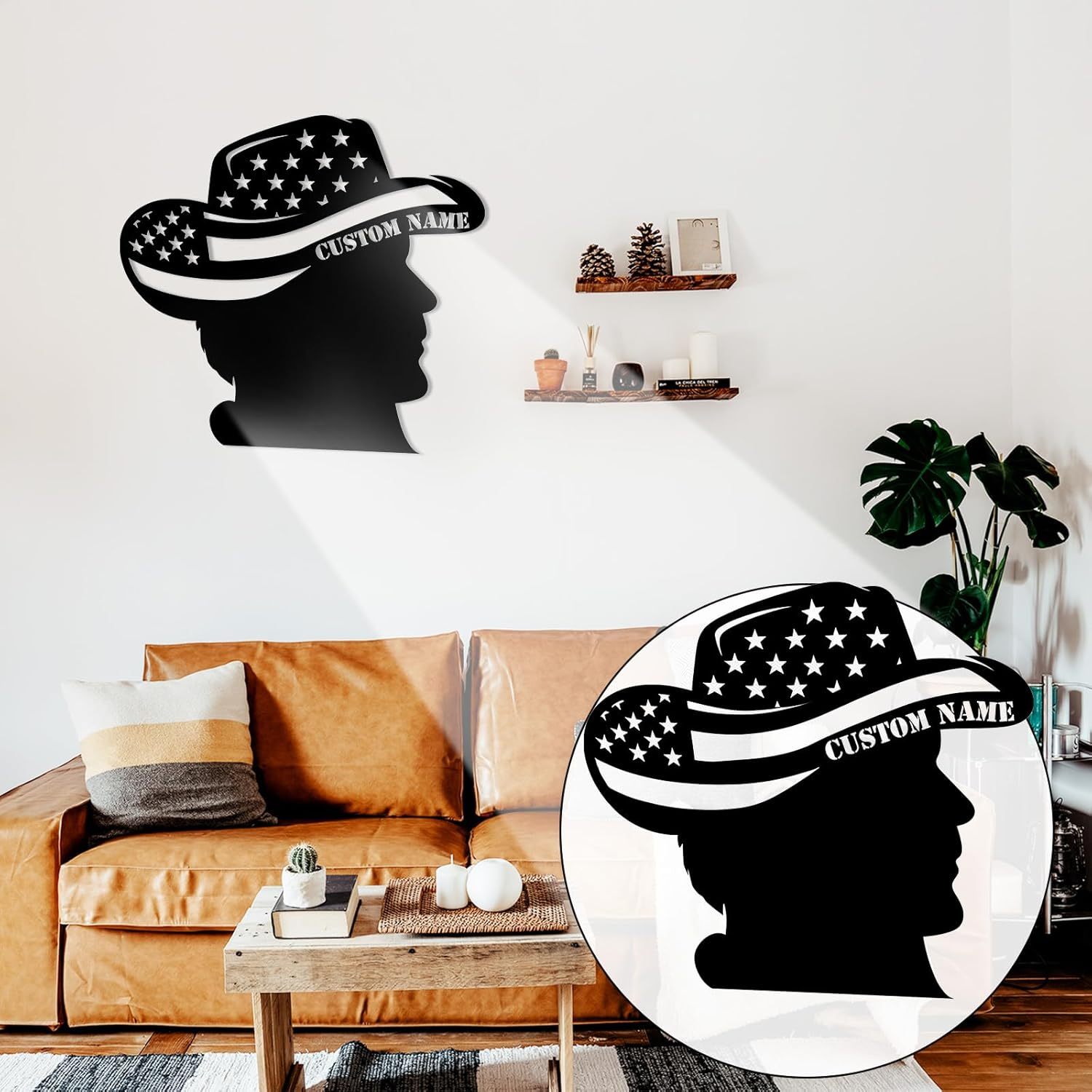 Personalized Western Wall Decor Metal Signs, Rustic Cowboy Couple Silhouette, Cowboy Metal Name Sign Customized, Vintage Howdy Wall Art Gifts for Home Bedroom Speakeasy Decor Color01