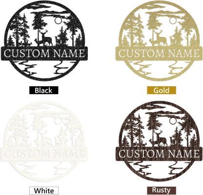 Customized Metal Signs, Personalized Deer Cabin Wall Art, Outdoor Metal Family Name Sign, Custom Hunting Decor