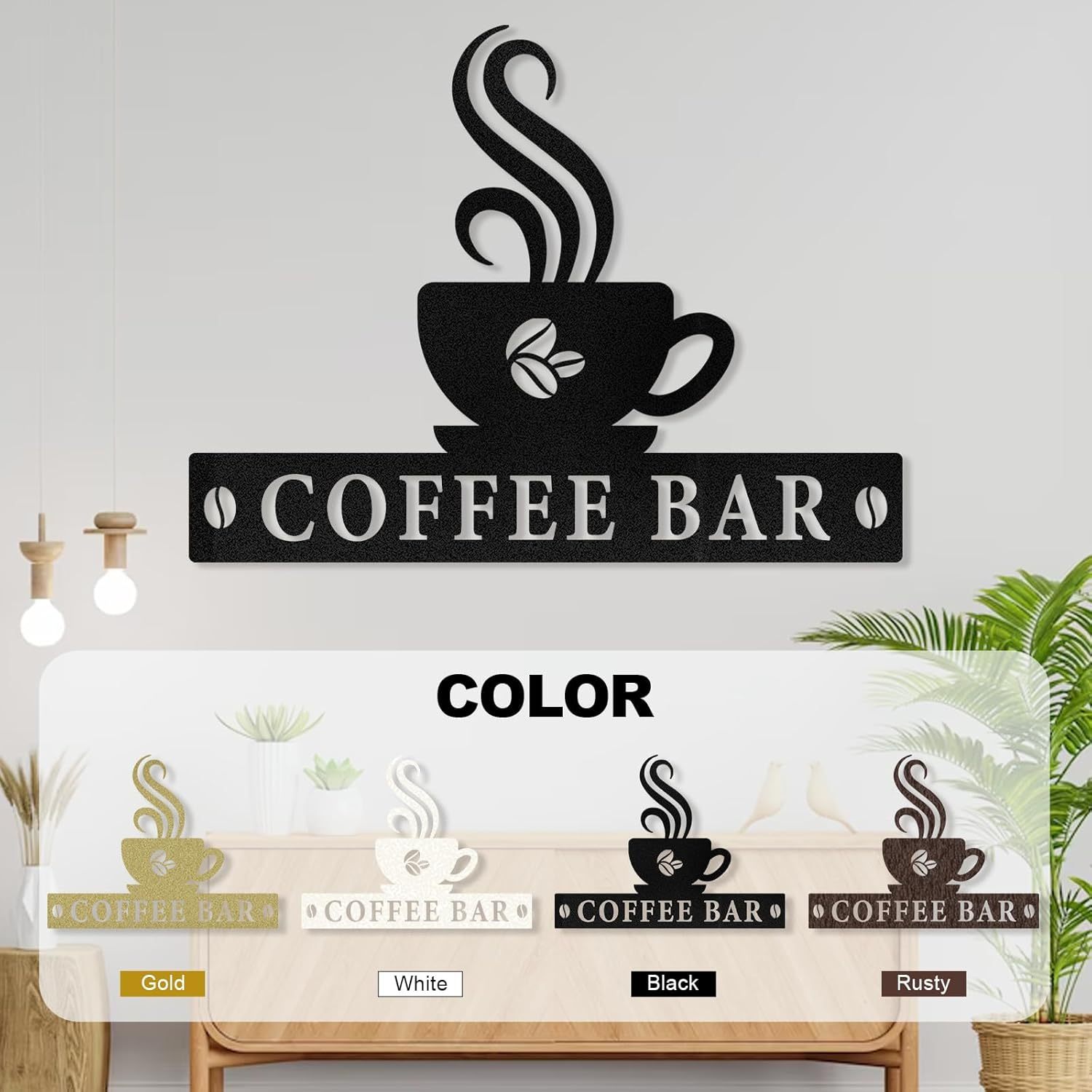 Personalized Coffee Bar Metal Sign Wall Decor, Coffee Cup Wall Decor, Custom Coffee Signs for Coffee Station