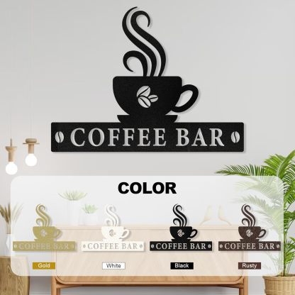 Personalized Coffee Bar Metal Sign Wall Decor, Coffee Cup Wall Decor, Custom Coffee Signs for Coffee Station