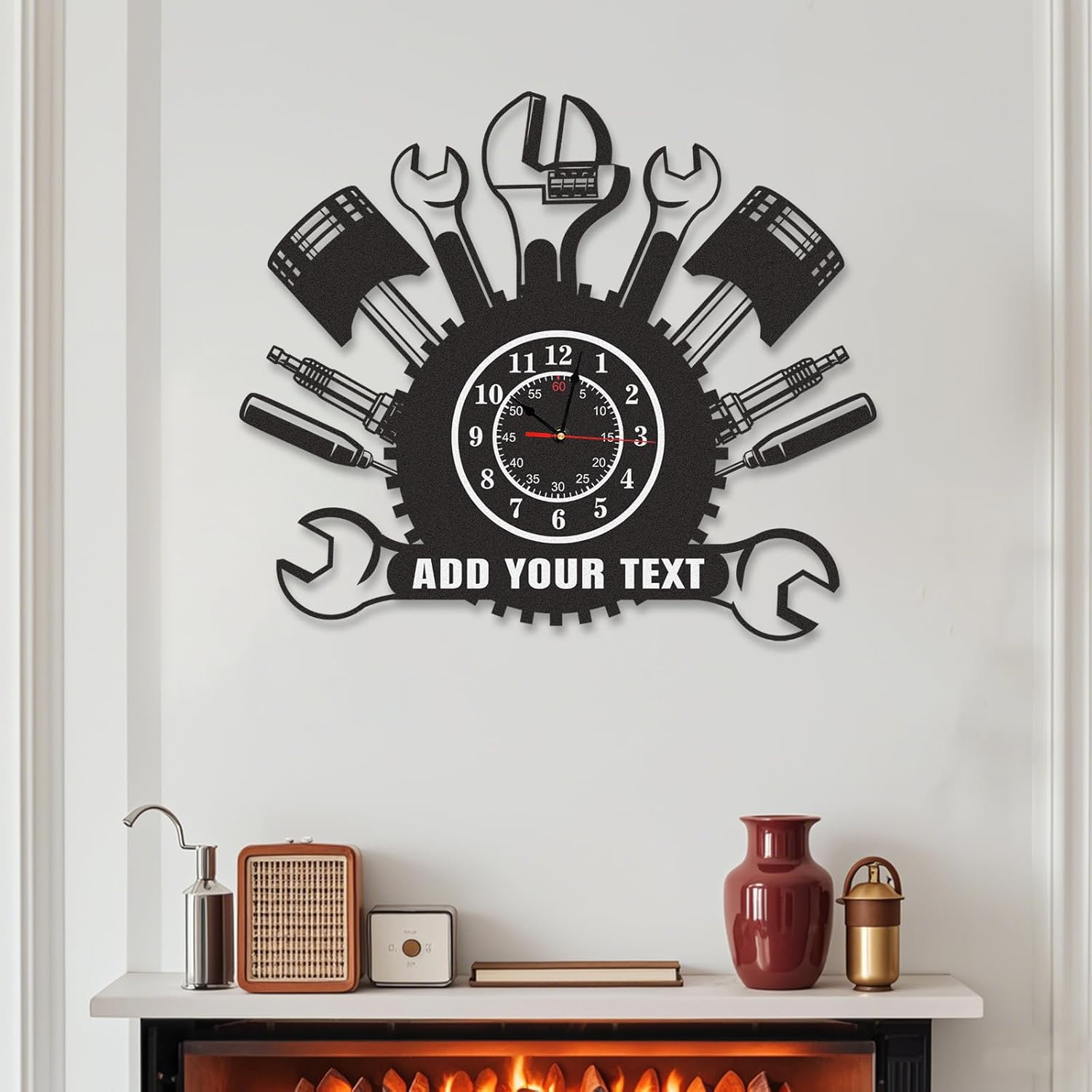 Personalized Large Outdoor Clock, Custom Motorcycle Wall Clock with Na
