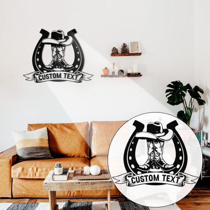 Personalized Cowboy Metal Sign, Custom Metal Name Sign, Vintage Cowboy Wall Decor, Outdoor Metal Art, Metal Signs Customized, Retro Home Decor Wall Art, Cowboy Decor Gift, Patio Decor