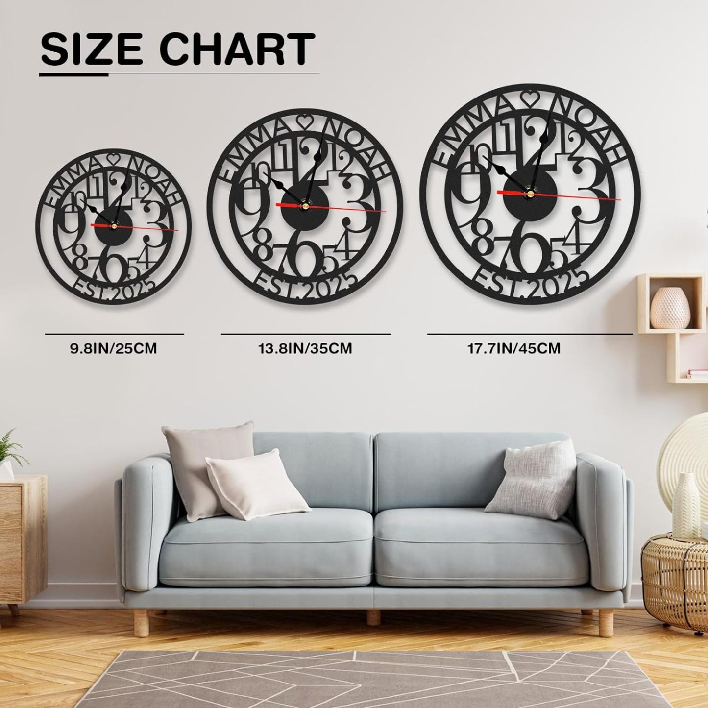 Personalized Large Outdoor Clock, Custom Motorcycle Wall Clock with Name, Modern Metal Wall Art, Battery Operated, Silent Non Ticking Clock for Garage Workshop Farmhouse Man Cave, Gifts for Men