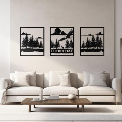  Personalized Metal Wall Art Decor, 3 Pcs Metal Signs, Tree of Life Wall Art, Family Tree Wall Sculptures, Custom Name Sign Gifts for Home Bedroom Living Room Color01