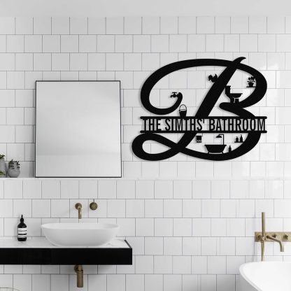 Personalized Bathroom Metal Sign, Farmhouse Bathroom Decor Wall Art, Custom Name Funny Bathroom Sign with Feces Design, Modern Hanging Decor for Home Washroom, Housewarming Gifts Color02