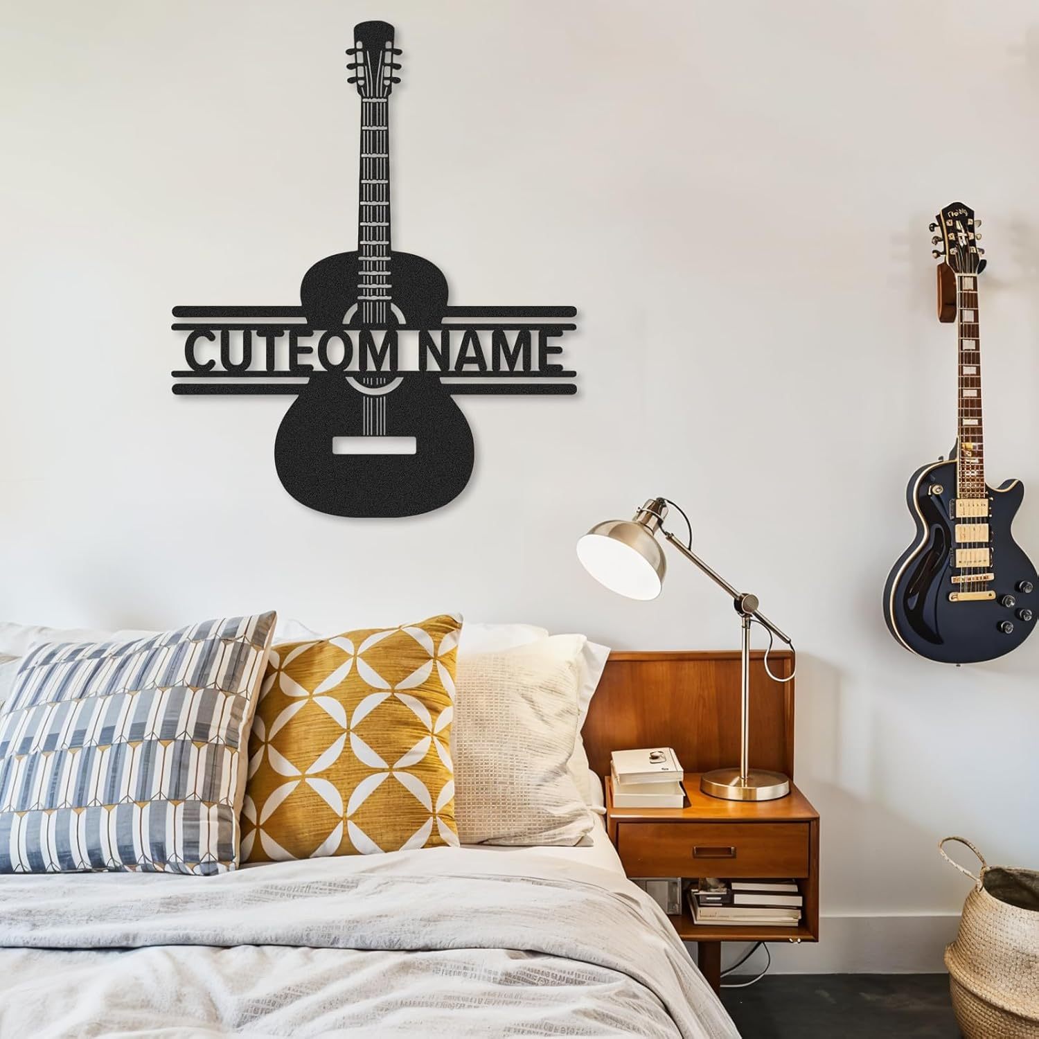 Personalized Guitar Metal Sign, Metal Signs Customized, Musical Note Wall Decor, Funny Music Wall Art, Custom Name Music Sign for Indoor & Outdoor Decorations, Gifts for Musicians, Home Decor