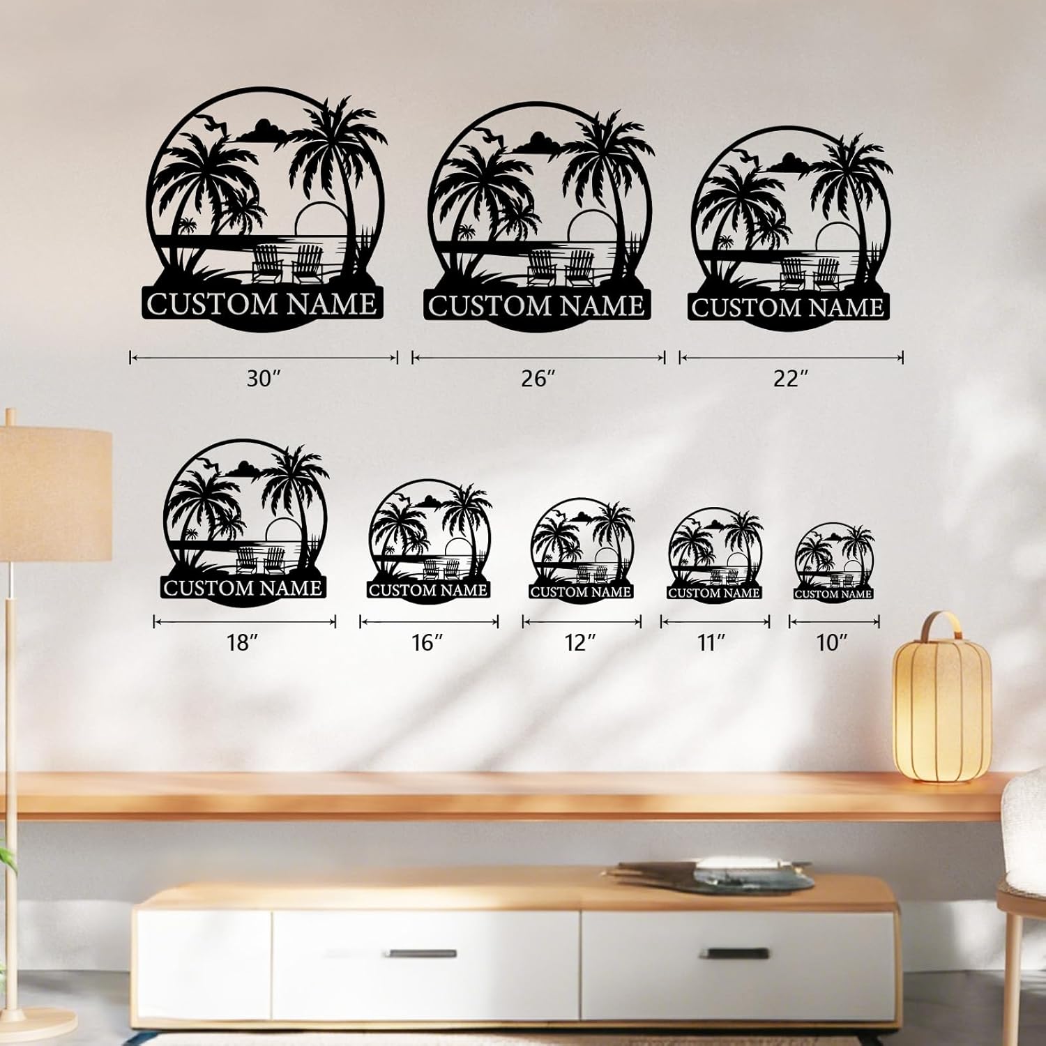 Personalized Beach Metal Sign, Custom Monogram Name Pool signs, Palm Trees Metal Sign for Outdoors