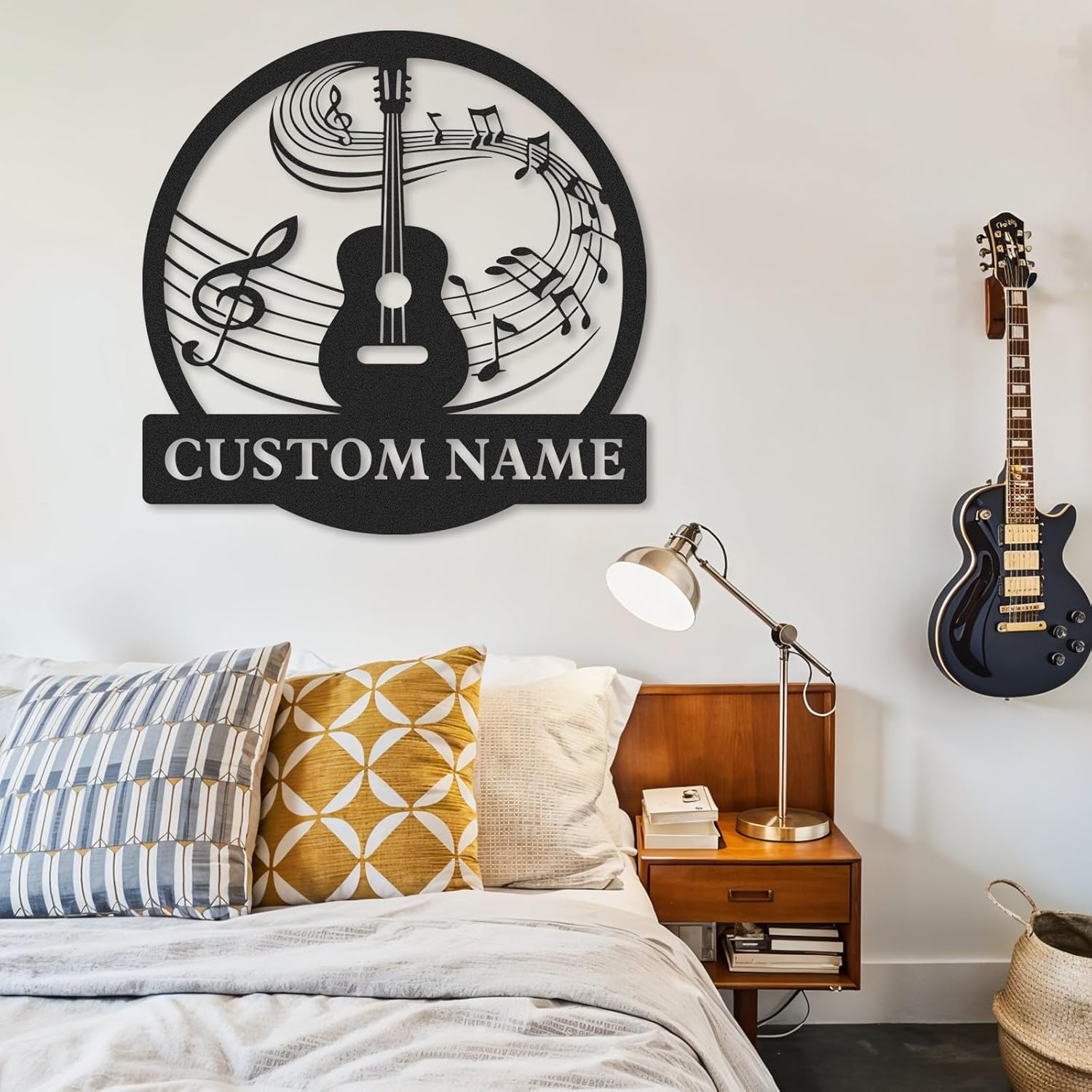 Personalized Guitar Metal Sign, Metal Signs Customized, Musical Note Wall Decor, Funny Music Wall Art, Custom Name Music Sign for Indoor & Outdoor Decorations, Gifts for Musicians, Home Decor