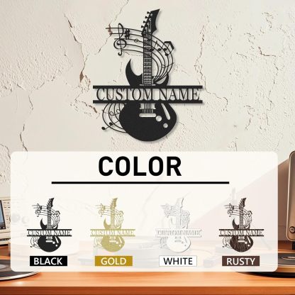 Personalized Guitar Metal Sign, Metal Signs Customized, Musical Note Wall Decor, Funny Music Wall Art, Custom Name Music Sign for Indoor & Outdoor Decorations, Gifts for Musicians, Home Decor