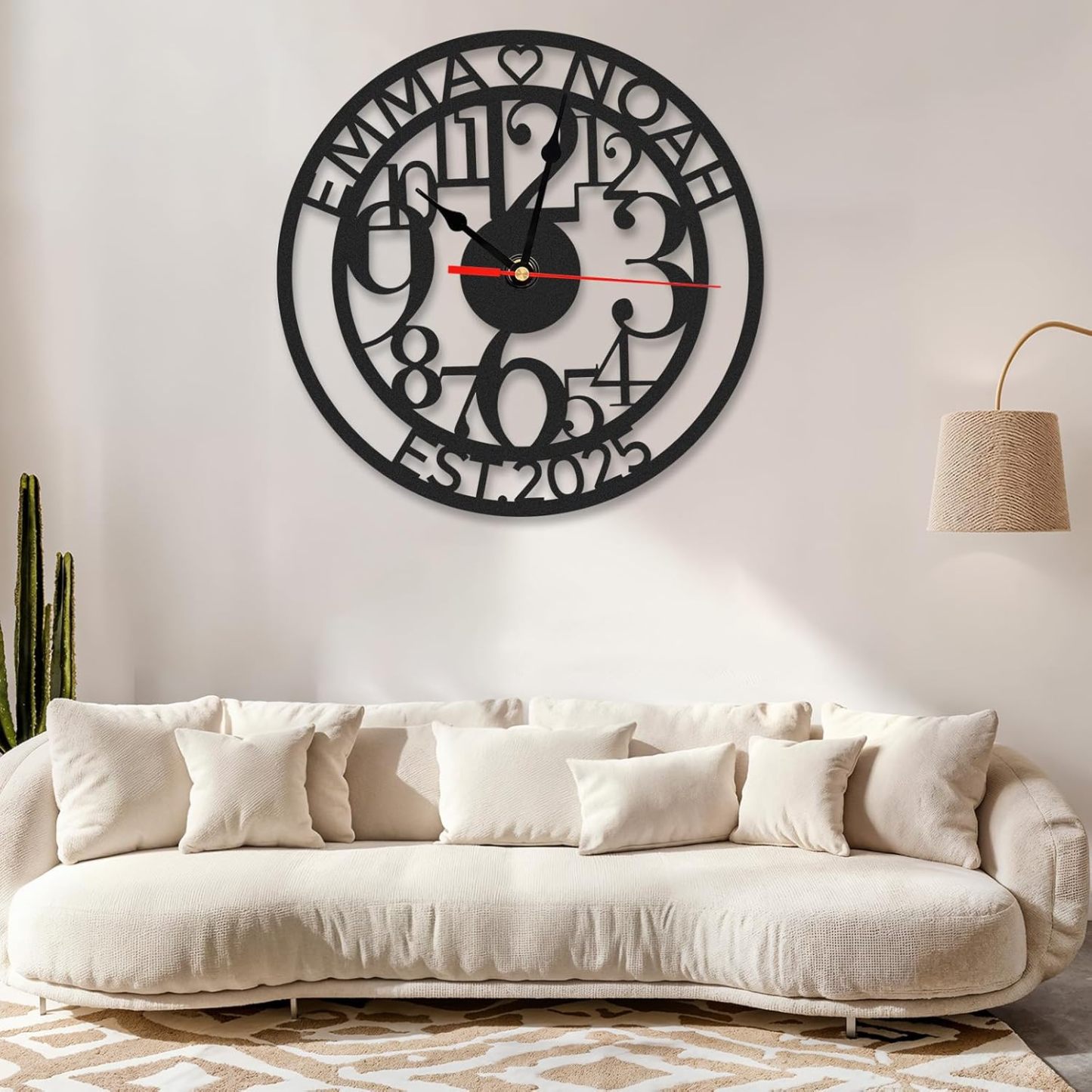 Personalized Large Outdoor Clock, Custom Motorcycle Wall Clock with Name, Modern Metal Wall Art, Battery Operated, Silent Non Ticking Clock for Garage Workshop Farmhouse Man Cave, Gifts for Men