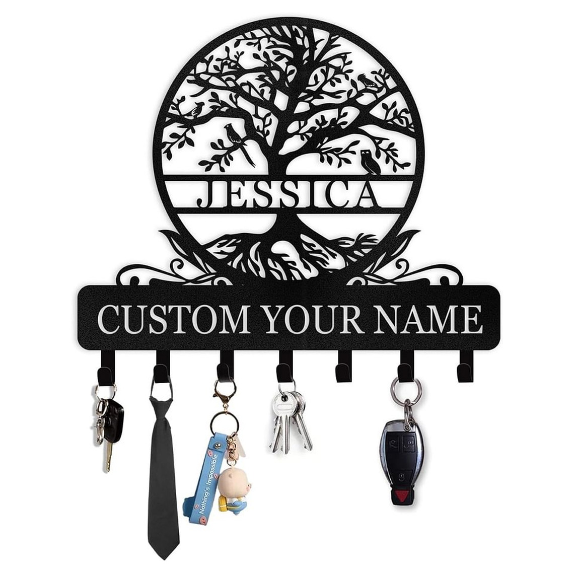 Personalized Key Holder for Wall, Custom Family Name Key Rack Holder