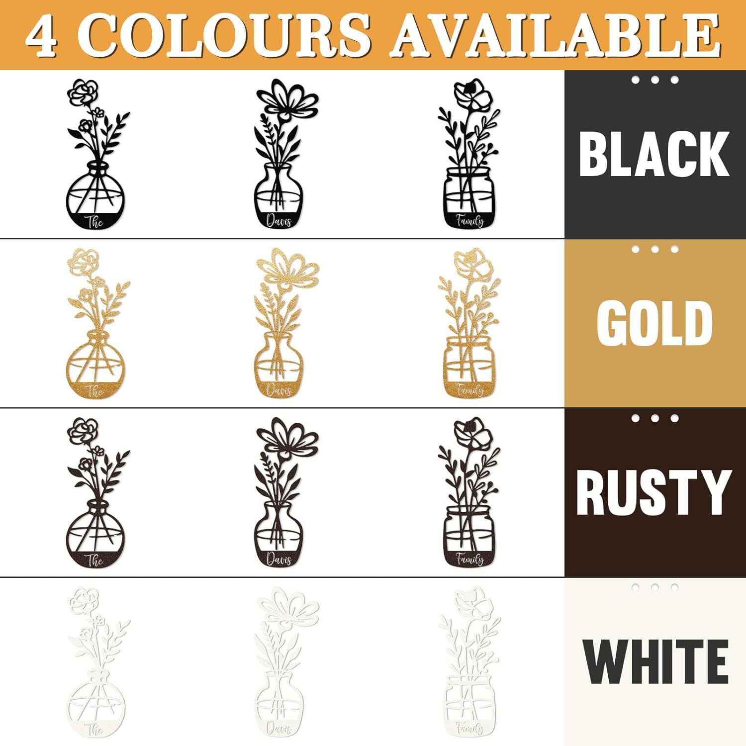  Personalized Metal Wall Art Decor, 3 Pcs Metal Signs, Tree of Life Wall Art, Family Tree Wall Sculptures, Custom Name Sign Gifts for Home Bedroom Living Room Color01